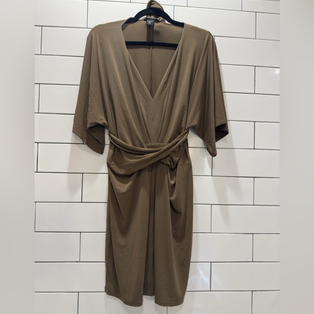 Moda International Elegant Brown Wrap Dress